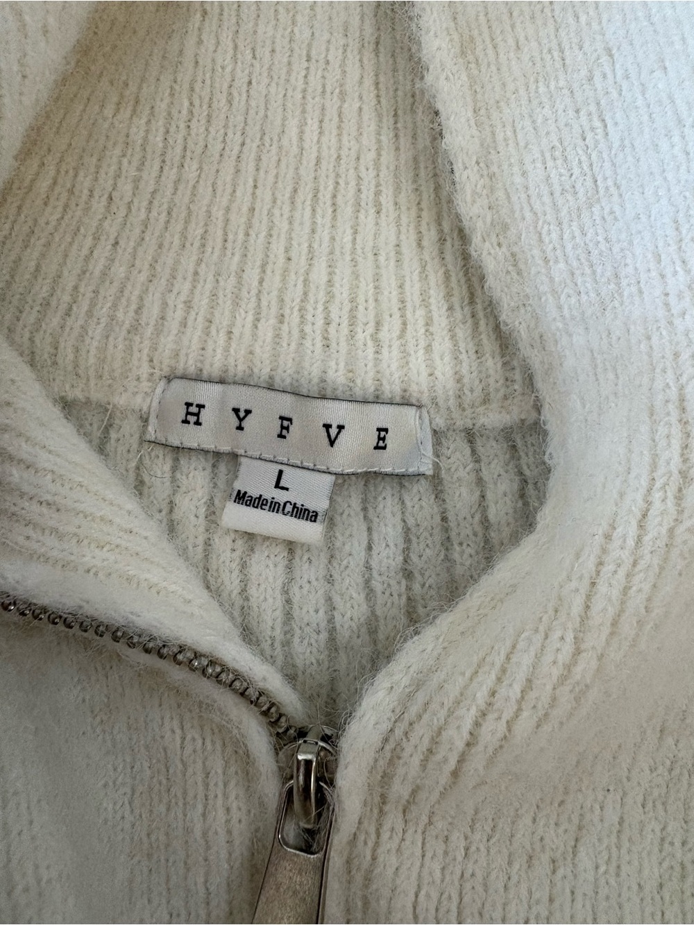 Cream Half-Zip Ribbed Sweater - Picture 3 of 5